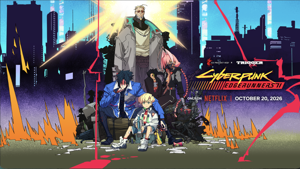 Cyberpunk: Edgerunners 2 official key art showing the new anime series characters